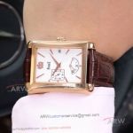 Perfect Replica Piaget Rose Gold Case Brown Leather Strap 42mm Watch